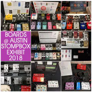 All the boards of the Austin Stompbox Exhibit 2018