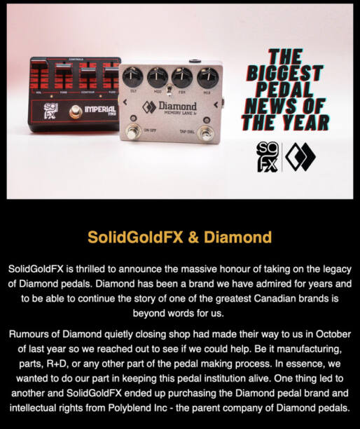 SolidGoldFX buys Diamond Pedals